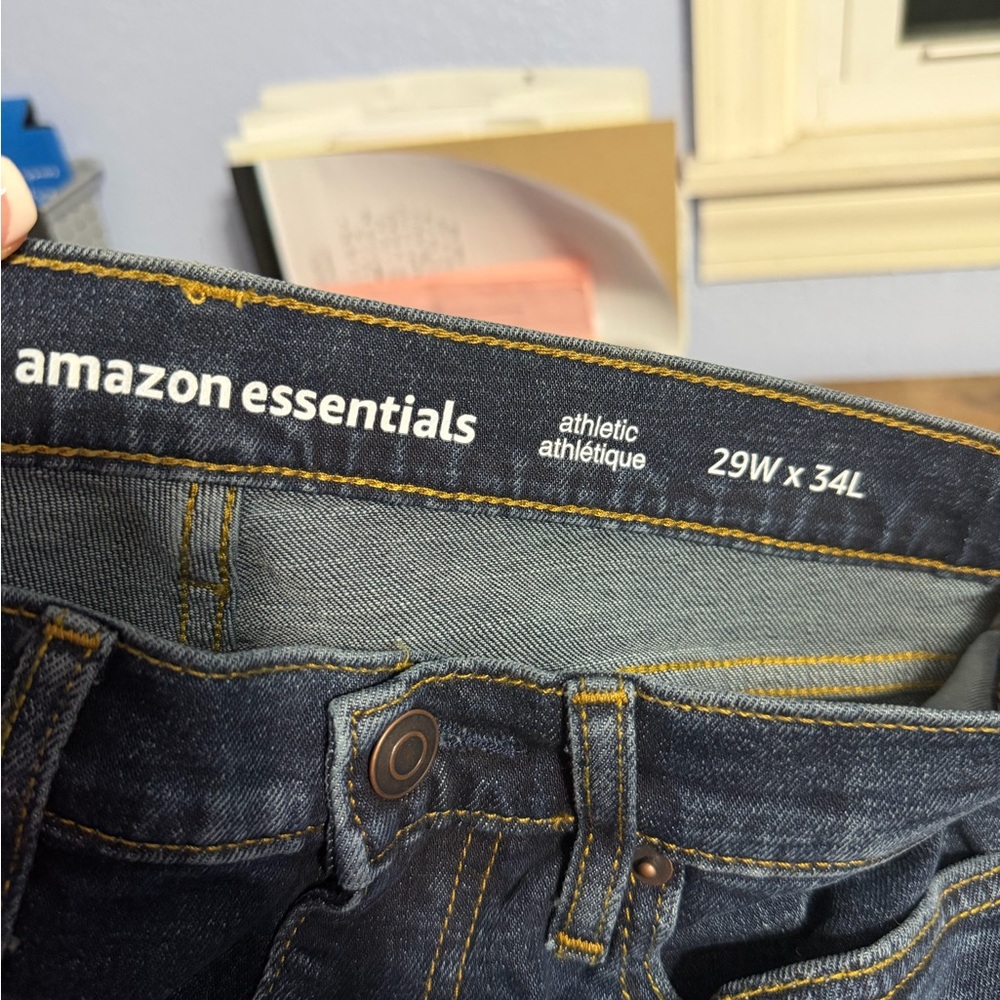 Amazon Essentials Dark Blue Athletic Cut Jeans NWT - image 3